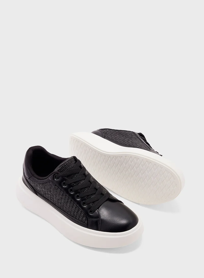 Ginger Raffia Detail Casual Sneakers