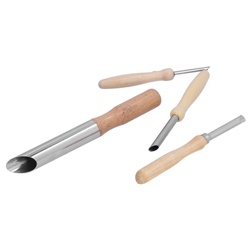 4pcs Clay Hole Cutters Stainless Steel Pottery Punch Hole Sculpting Tool with Wooden Handle - Image 5