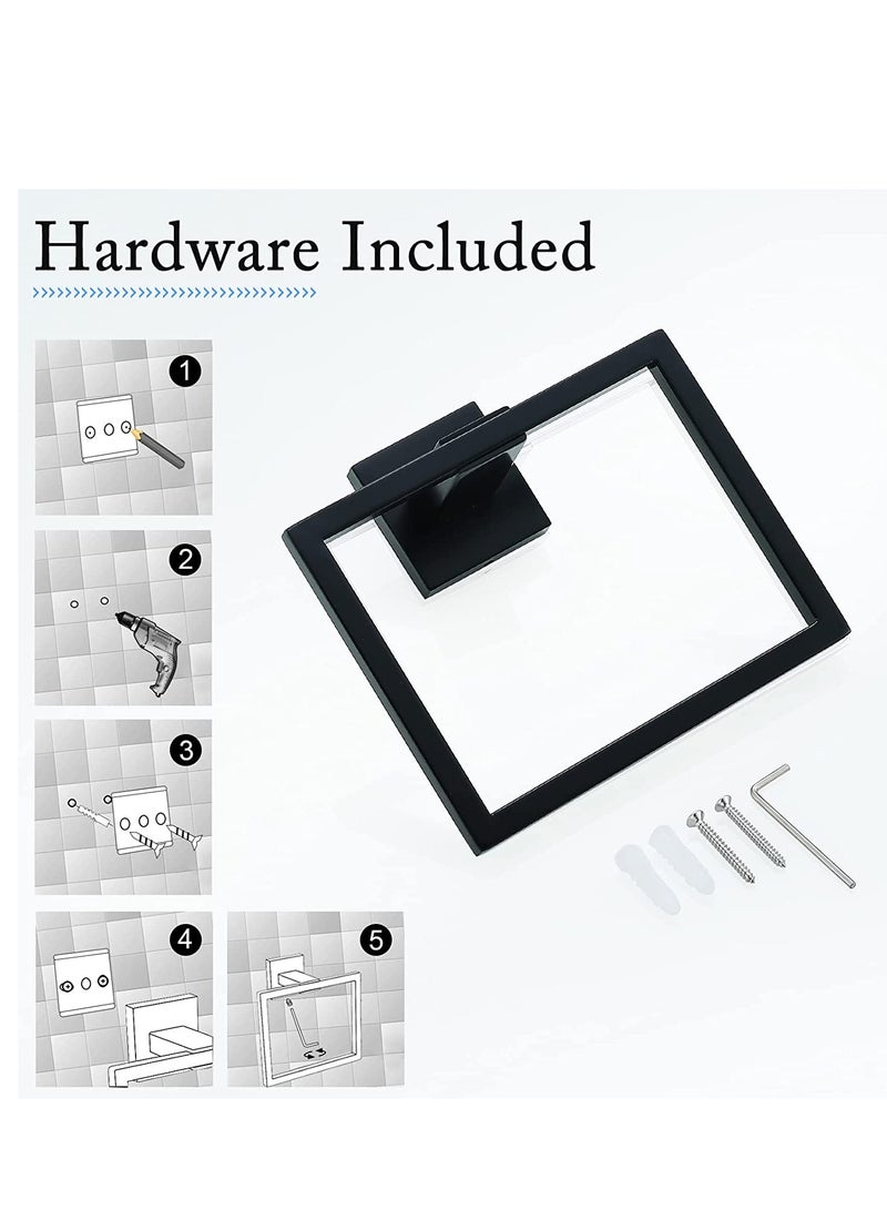 Modern Matte Black Square Towel Holder - Wall Mounted Stainless Steel Hanger for Bathroom, Kitchen, Office & Hotel - Image 4