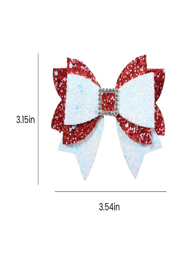 melyde Christmas Hair Bow Clips 3.5 Inch Sparkly Glitter Hairpins Handmade Xmas Hair Accessories for Teens Girls, Red&White - Image 5