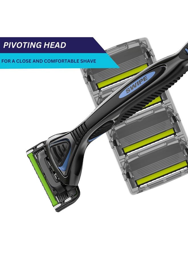 SWIPE PREMIUM RAZORS (24pk + Handle) 6-Blade Shave Kit - Image 4