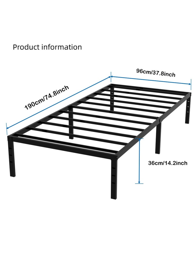شو وو إطار سرير مزدوج مقاس 190.5×96 سم، إطار سرير مزدوج مع مساحة تخزين أسفل السرير، سرير منصة معدني، دعامة شرائح معدنية شديدة التحمل، لا يحتاج إلى زنبرك صندوقي، سهل التجميع، أسود - Image 5