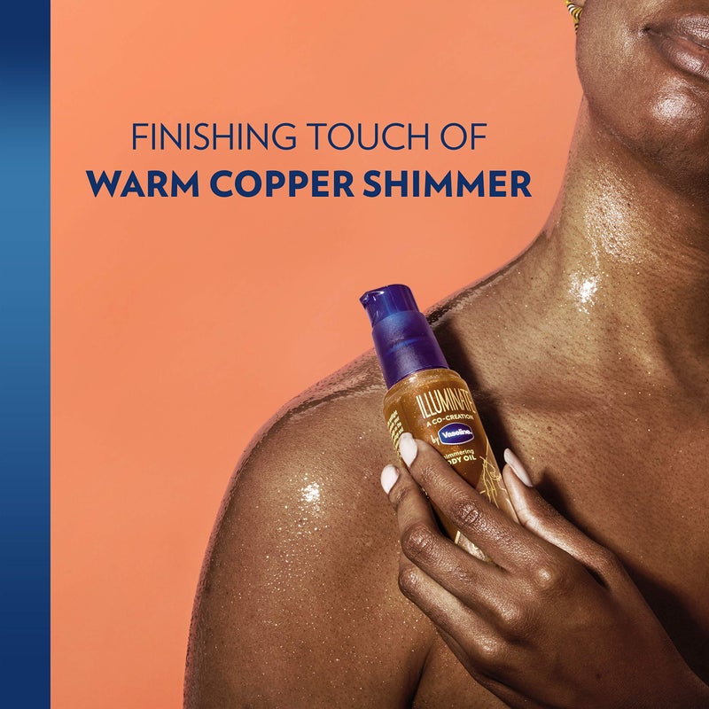 Vaseline Illuminate Me Body Butter & Body Oil - Shimmering Body Bronzer, Hydrating Whipped Organic Shea Butter with 24-Hour Moisture for Melanin-Rich Skin, Radiant Body Glow Oil (2 Piece Set) - Image 3