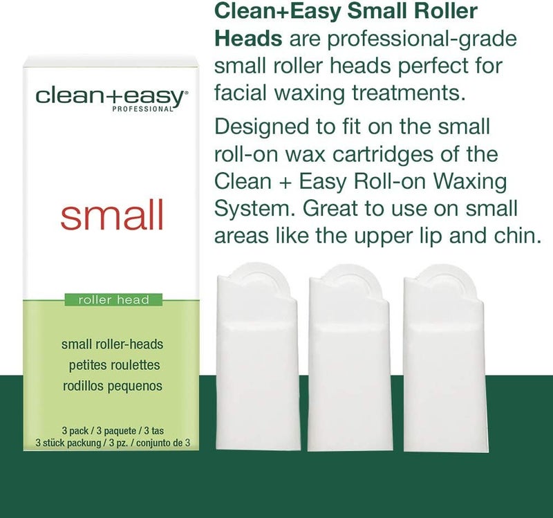 Clean + Easy Small Roller Head for Roll-On Wax Refill - 3-Pack for Eyebrows, Upper Lip, and Chin Hair Removal - Image 2