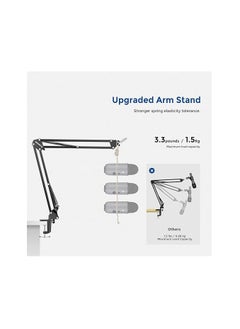 Neewer Neewer Microphone Arm Stand, Suspension Boom Scissor Mic Arm Stand with 3/8” to 5/8” Screw and Cable Ties Compatible with Blue Yeti, Snowball, Yeti X, Quadcast and Other Mics, Max Load 1.5kg  - Image 3