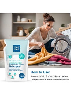 mee mee Baby Liquid Detergent 1 L | Ph Balanced, Free From Harsh Chemicals, Safe For Mother'S Hands & Baby'S Skin | Anti-Bacterial, Removes Stains & Odor With One Drop, Hypoallergenic  - Image 2