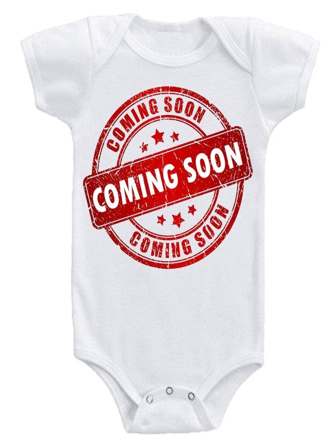 American Apple New Born Baby Bodysuit Half Sleeve Envelope Neck Jumpsuit Onesie Coming Soon Printed Cotton Blend Cute Rompers For Baby Boys & Girls Rompers T-Shirt (6-9 Months, White)