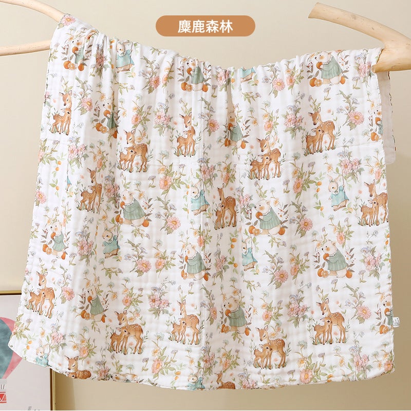 Premium Cotton 6-Layer Gauze Bath Towel for Babies and Kids - Cartoon Design, All-Season Use