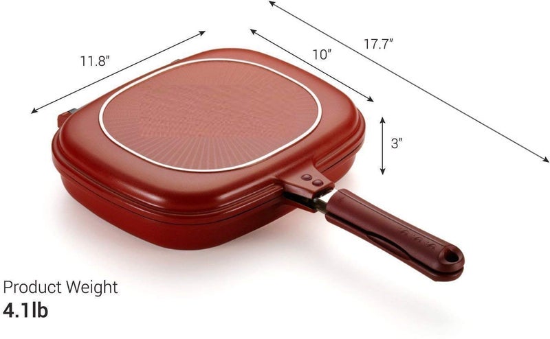 SYGNIUS Sygnius Nonstick Ceramic Coated Dishwasher-Safe Small Grill Fryer Pan with 28cm Strong Magnetic Handles, Silicone Gasket, Smart Oil Tray  - Image 3