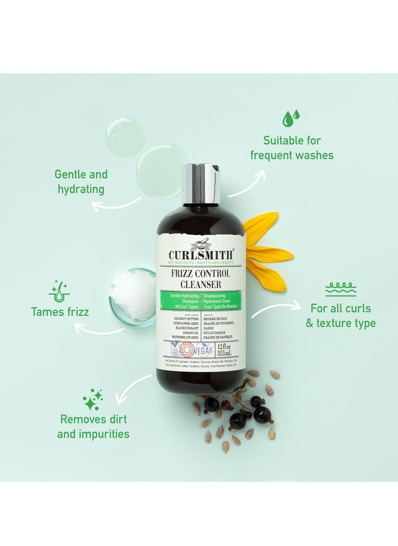 CURLSMITH - CURLSMITH - Frizz Control Cleanser, Gentle Hydrating Hair Shampoo, for All Curl Types, Long Lasting Frizz Control, Vegan, 355ml/12 fl oz - Image 1
