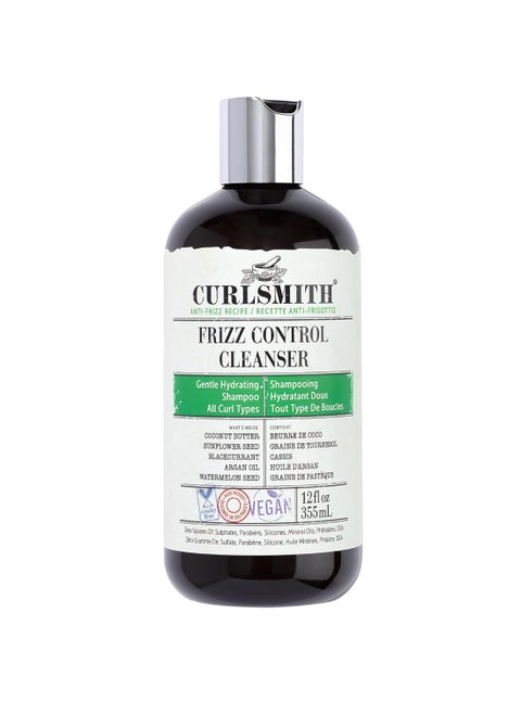CURLSMITH - Frizz Control Cleanser, Gentle Hydrating Hair Shampoo, for All Curl Types, Long Lasting Frizz Control, Vegan, 355ml/12 fl oz