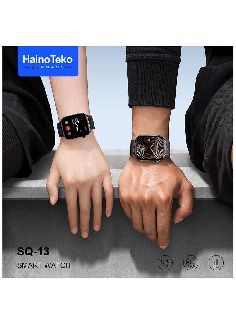 Haino Teko Haino Teko SQ-13 Smart Watch With AMOLED Display AI Voice Assistance 3 Pair Straps and Charging Cable Jet Black Designed for Ladies and Gents  - Image 2
