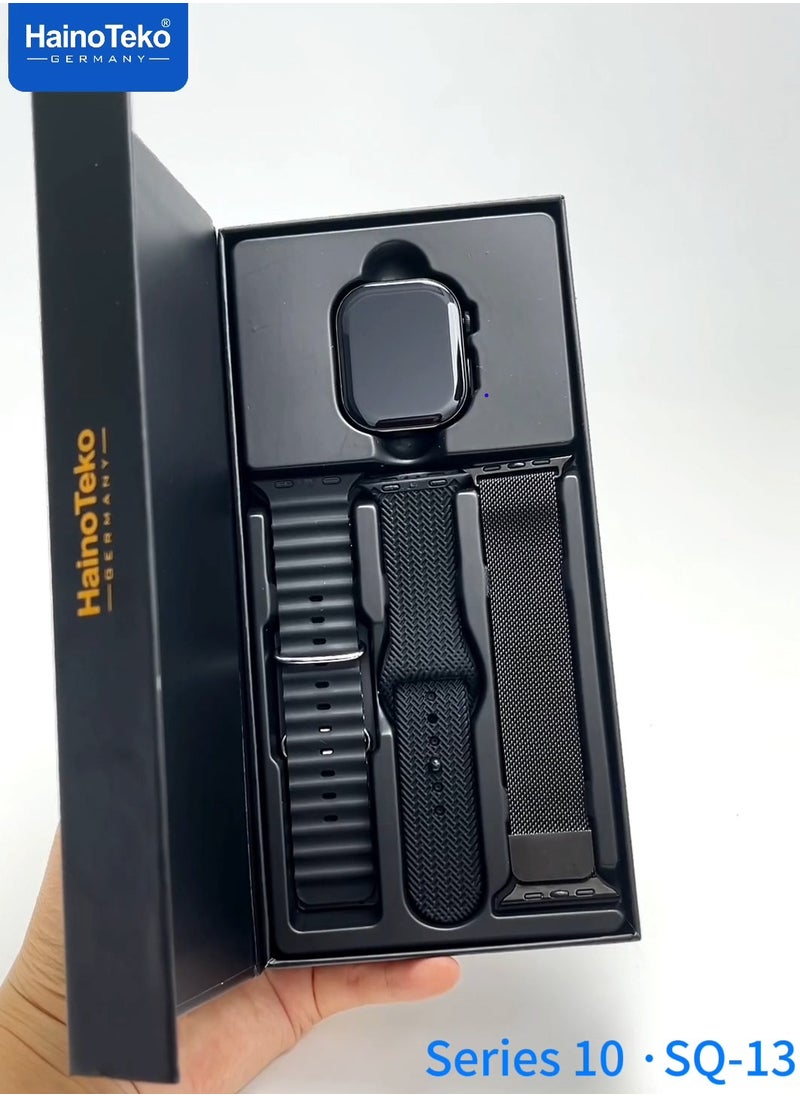 Haino Teko Haino Teko SQ-13 Smart Watch With AMOLED Display AI Voice Assistance 3 Pair Straps and Charging Cable Jet Black Designed for Ladies and Gents  - Image 3