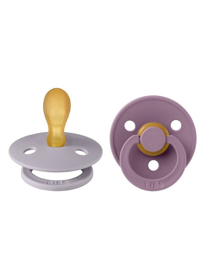 BIBS Pacifiers 6-18 Months | Set of 2 Colour Pacifier with Symmetrical Nipples | BPA-Free Natural Rubber | Made in Denmark | Fossil Grey / Mauve, 6-18 Months - Image 1