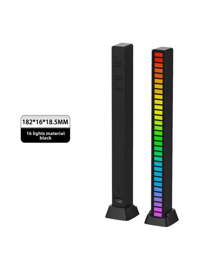 APP Bluetooth Pickup Light Voice Control Creative RGB Induction Light Car Led Music USB Rhythm Desktop Atmosphere Light Bar-Color:APP16 Lamp Bead Black-Dimensions:Built-in Lithium Battery Charging  - Image 1