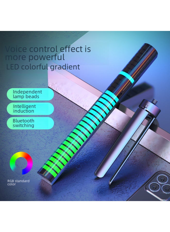 APP Bluetooth Pickup Light Voice Control Creative RGB Induction Light Car Led Music USB Rhythm Desktop Atmosphere Light Bar-Color:APP16 Lamp Bead Black-Dimensions:Built-in Lithium Battery Charging  - Image 3