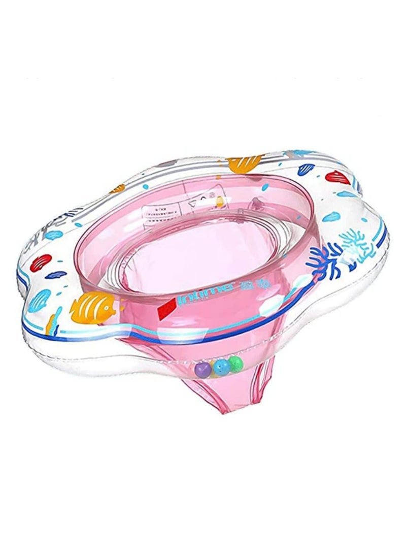 Baby Swimming Float Ring with Double Airbag Anti-Rollover Inflatable Pool Float for Infants & Toddlers Safe PVC Swim Ring with Bells High Buoyancy Kids Swim Aid - Image 1
