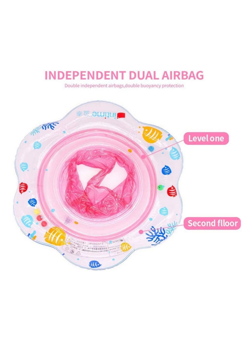 Baby Swimming Float Ring with Double Airbag Anti-Rollover Inflatable Pool Float for Infants & Toddlers Safe PVC Swim Ring with Bells High Buoyancy Kids Swim Aid - Image 4