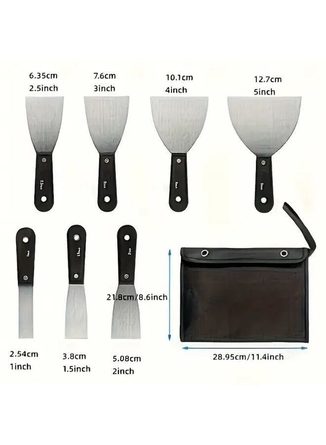 1 Set 7 Pcs Stainless Steel Putty Knife With Storage Bag For Drywall Paint Scraping Wall Repairs - Image 4