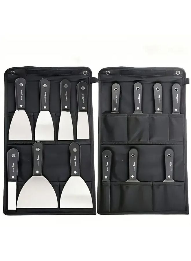 1 Set 7 Pcs Stainless Steel Putty Knife With Storage Bag For Drywall Paint Scraping Wall Repairs - Image 1