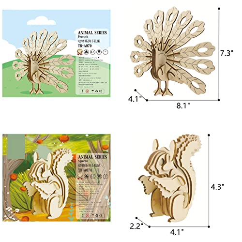 i-CHONY 3D Wooden Wild Animal Puzzle 6 Piece Set Wood Wild Animals Skeleton Assembly Model Kits Wooden Crafts DIY Brain Teaser Puzzle STEM 3D Puzzle Gifts for Adults Teens - Image 5