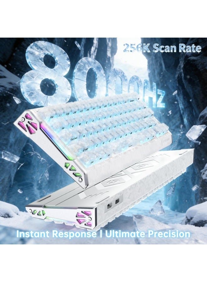 ATTACK SHARK R68HE Carbon Fiber 8000Hz Rapid Trigger Keyboard,0.005mm RT Accuracy 68 Keys Wired Gaming Keyboard with Magnetic Switch,Adjustable Actuation, Rapid Trigger,RGB Lighting for PC/Mac,White - Image 2