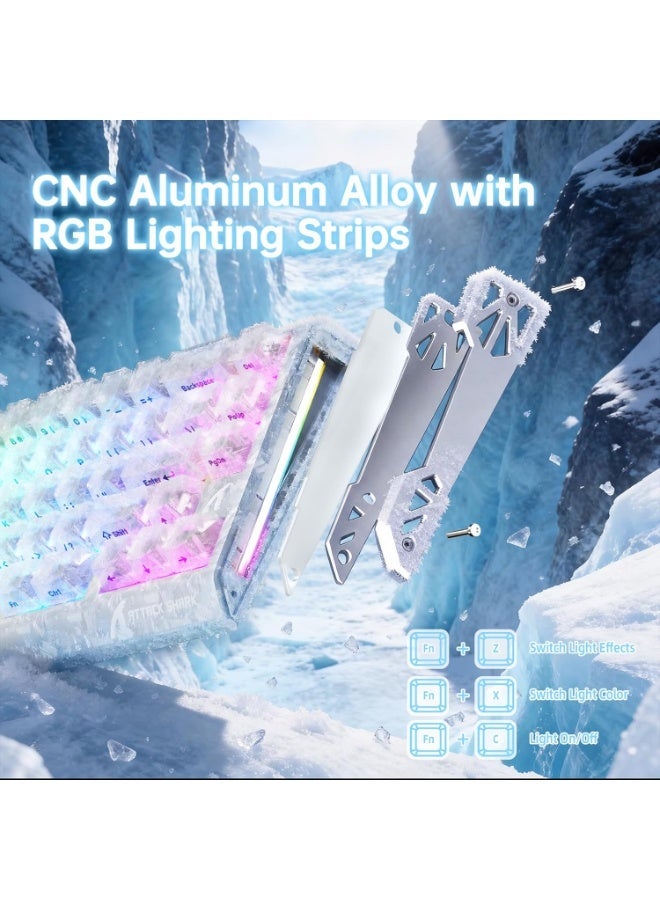 ATTACK SHARK R68HE Carbon Fiber 8000Hz Rapid Trigger Keyboard,0.005mm RT Accuracy 68 Keys Wired Gaming Keyboard with Magnetic Switch,Adjustable Actuation, Rapid Trigger,RGB Lighting for PC/Mac,White - Image 4
