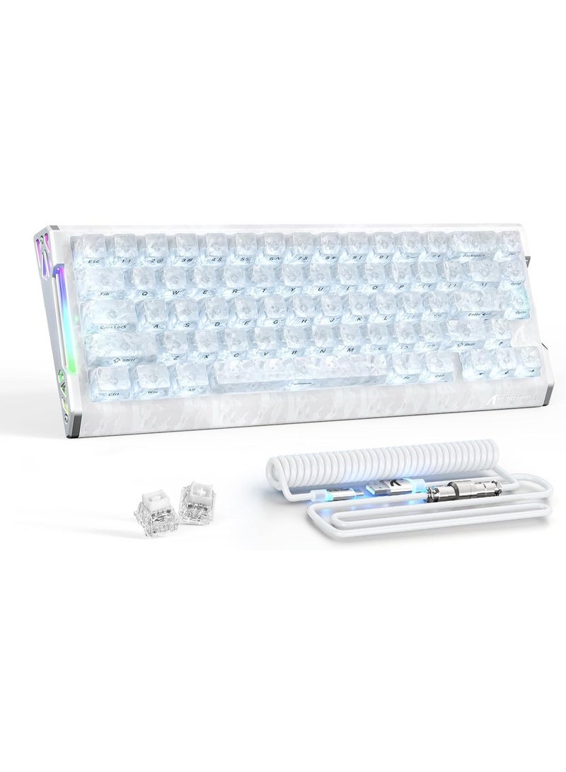 ATTACK SHARK R68HE Carbon Fiber 8000Hz Rapid Trigger Keyboard,0.005mm RT Accuracy 68 Keys Wired Gaming Keyboard with Magnetic Switch,Adjustable Actuation, Rapid Trigger,RGB Lighting for PC/Mac,White - Image 1