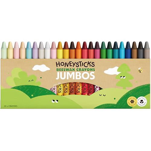 Honeysticks Jumbo Crayons 24 Pack Non Toxic Crayons 100 Pure Beeswax and Food Grade Colors 24 Bright Colors Large Easy to Hold and Use Preschool Art Supplies for ToddlersKids 35 48 - Image 1