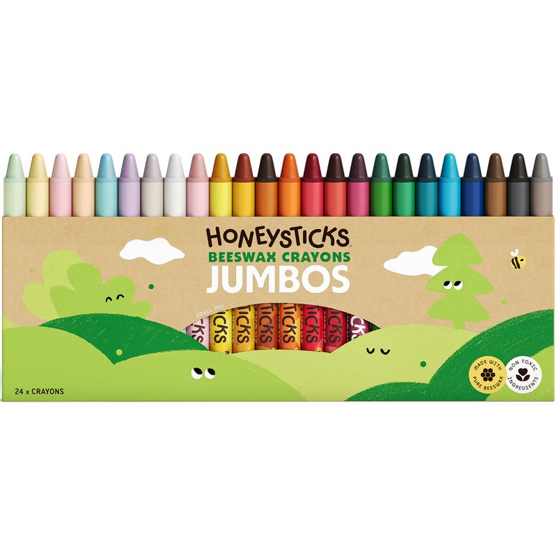 Honeysticks Jumbo Crayons 24 Pack Non Toxic Crayons 100 Pure Beeswax and Food Grade Colors 24 Bright Colors Large Easy to Hold and Use Preschool Art Supplies for ToddlersKids 35 48 - Image 2