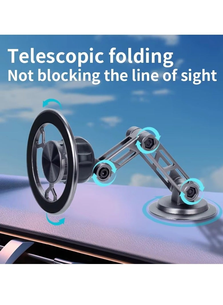 Aluminum Alloy Car Mount Magnetic Disc Car Phone Stand Adjustable Car Mobile Holder Ergonomic Non-blocking View Compatible with Iphone 15/16/14/13/Pro/Samsung - Image 2