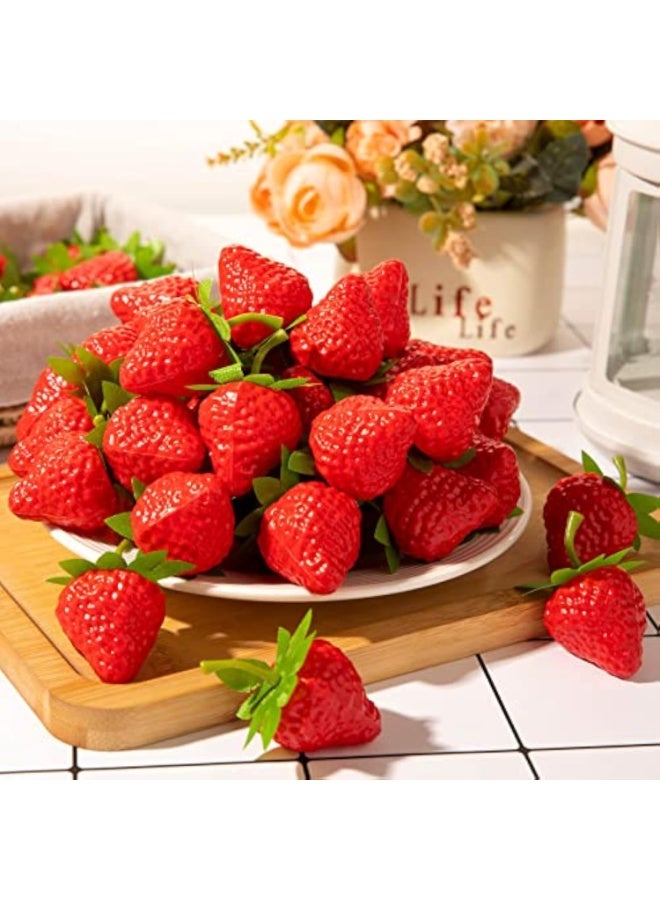 50 Pcs Simulated Strawberry Model Strawberrys Lifelike Fruit Photo Prop Artificial Strawberry Decoration Home Decor Strawberry Decorations Desktop Decor Fake Strawberries Plastic - Image 2