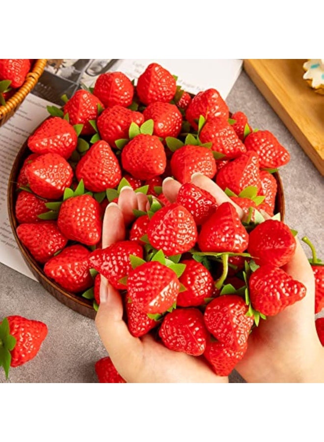 50 Pcs Simulated Strawberry Model Strawberrys Lifelike Fruit Photo Prop Artificial Strawberry Decoration Home Decor Strawberry Decorations Desktop Decor Fake Strawberries Plastic - Image 4
