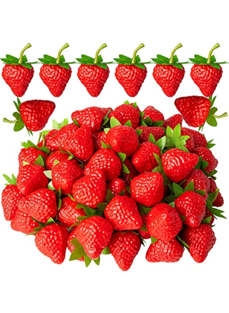 50 Pcs Simulated Strawberry Model Strawberrys Lifelike Fruit Photo Prop Artificial Strawberry Decoration Home Decor Strawberry Decorations Desktop Decor Fake Strawberries Plastic - Image 1
