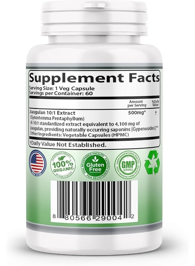 SMSHEALTHPRODUCTS.com Jiaogulan Pills, 60 Capsules (Extract 10:1, Vegetarian, Non-GMO & Gluten-Free) Gynostemma AMPK Metabolic Activator Pentaphyllum - Image 3