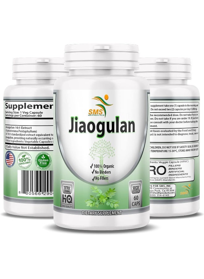 SMSHEALTHPRODUCTS.com Jiaogulan Pills, 60 Capsules (Extract 10:1, Vegetarian, Non-GMO & Gluten-Free) Gynostemma AMPK Metabolic Activator Pentaphyllum - Image 5