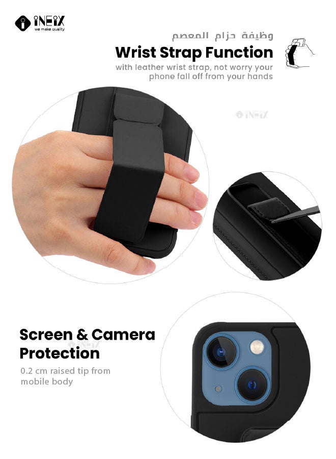 إينيكس جراب حماية 3 في 1 مغناطيسي ذو مسند للهاتف وسوار لأصابع اليد لهاتف  أبل آيفون 14 اسود - Image 2