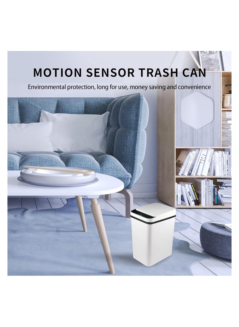 SYOSI Small Touchless Bathroom Trash Can with Lid 12 Liter 3.2 Gallon Smart Motion Sensor Trash Can for Bedroom Living Room Toilet Slim Narrow Covered Garbage Can White - Image 4
