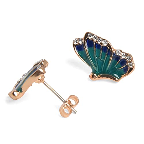 SOHI Latest Stylish Enamel Butterfly Shaped Studs Earrings In Cobalt Blue and Emerald Green With Crystal Stones Gold Plate Collection For Women and Girls - Image 4