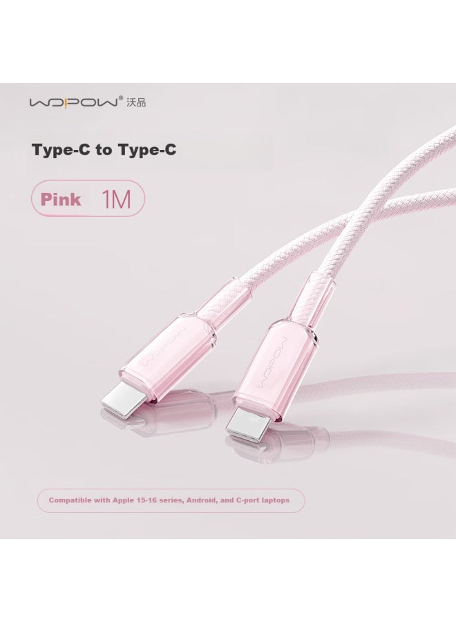 Wopow Crystal Line Android Apple 16/15 Charging Cable Type-c Data Cable Double Head Pd60w Car Charger For Iphone 16/15 Huawei Ipad Computer Pink - Image 2