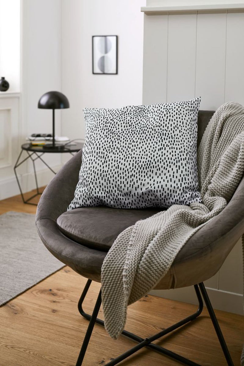 Tchibo Organic Cotton Vestio Allover Print Cushion 50 x 50 cm, White/Black  - Image 1