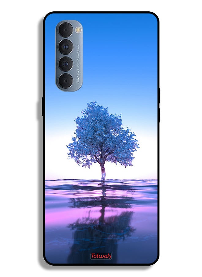 Tolwak Oppo Reno4 Pro 4G Protective Case Cover Tree Neon Body Of Water Reflection Digital Art  - Image 2