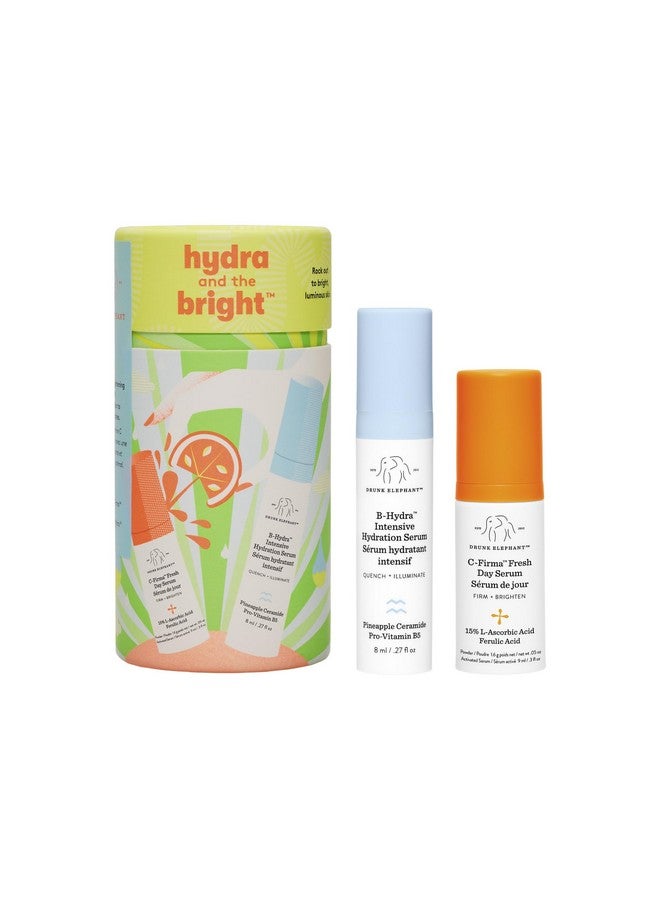 Drunk Elephant Hydra وThe Bright - يتضمن سيروم C-Firma Fresh Day Serum (0.3 أونصة سائلة) وسيروم B-Hydra Intensive Hydration Serum (0.27 أونصة سائلة) - خالي من الزيوت العطرية والسيليكون والعطور - Image 1