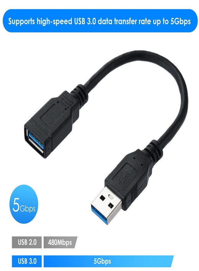 MZHOU USB 3.0 USB Male A to Female A High Speed Standard USB Extension Cable - Extender to USB Hub,Black 8 Inch - Image 4