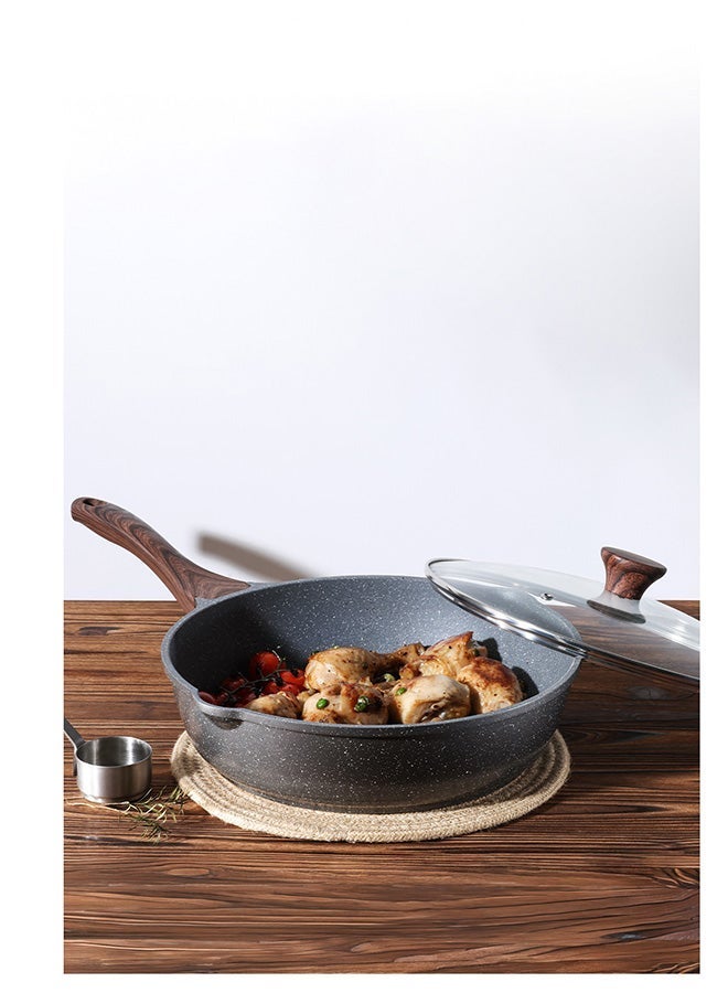 roaiss Swiss Granite Coating Non-Stick Frying Pan Skillets (20+26Cm With Lid) With Wooden Handle, Pfoa/Pfos/Apeo Free, Omelette Pans, Healthy Cookware Chef'S Pan, Pfoa Free, Dishwasher Safe,  Black - Image 4