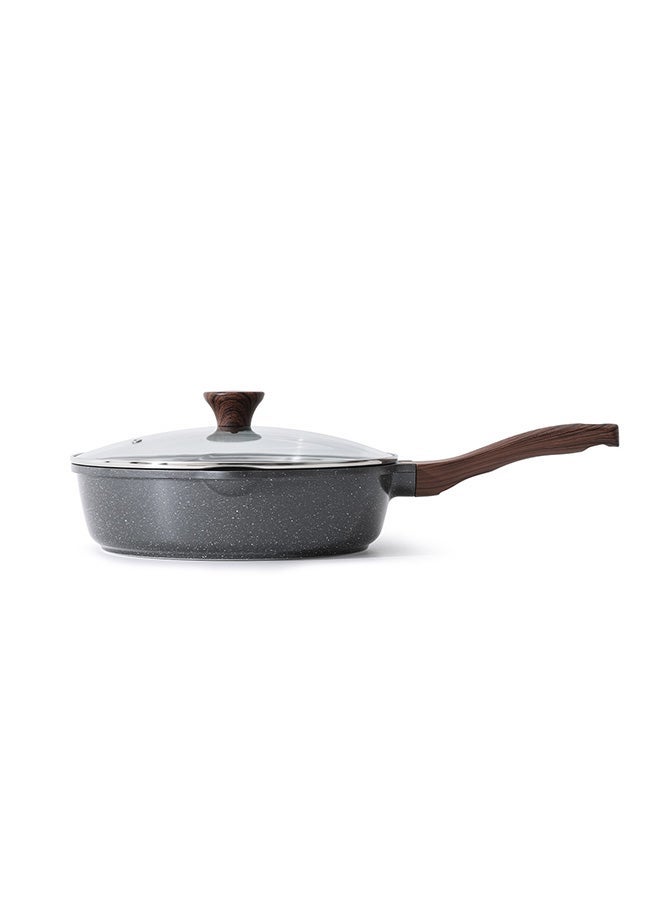 roaiss Swiss Granite Coating Non-Stick Frying Pan Skillets (20+26Cm With Lid) With Wooden Handle, Pfoa/Pfos/Apeo Free, Omelette Pans, Healthy Cookware Chef'S Pan, Pfoa Free, Dishwasher Safe,  Black - Image 3