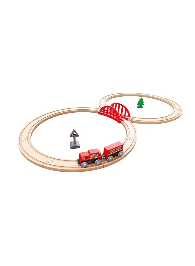 هيب Wooden Classic Figure8 Train And Railway Set 19-Piece