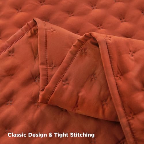 Andency California King Size Quilt Bedding Set (112x104 Inch), 3 Pieces Burnt Orange Soft Lightweight Bedspread Coverlet, Terracotta Boho Summer Quilt Cal King for All Season - Image 5