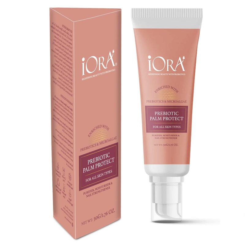 iORA Prebiotic Palm Protect Hand  Nail Balm  50gm  Repairs Dry Hands and Improve Nail Strength Enriched with Colloidal Silver Tomato Extract Aloe Vera Shea Butter AlphaGlucan Oligosaccharide For Men  Women - Image 1
