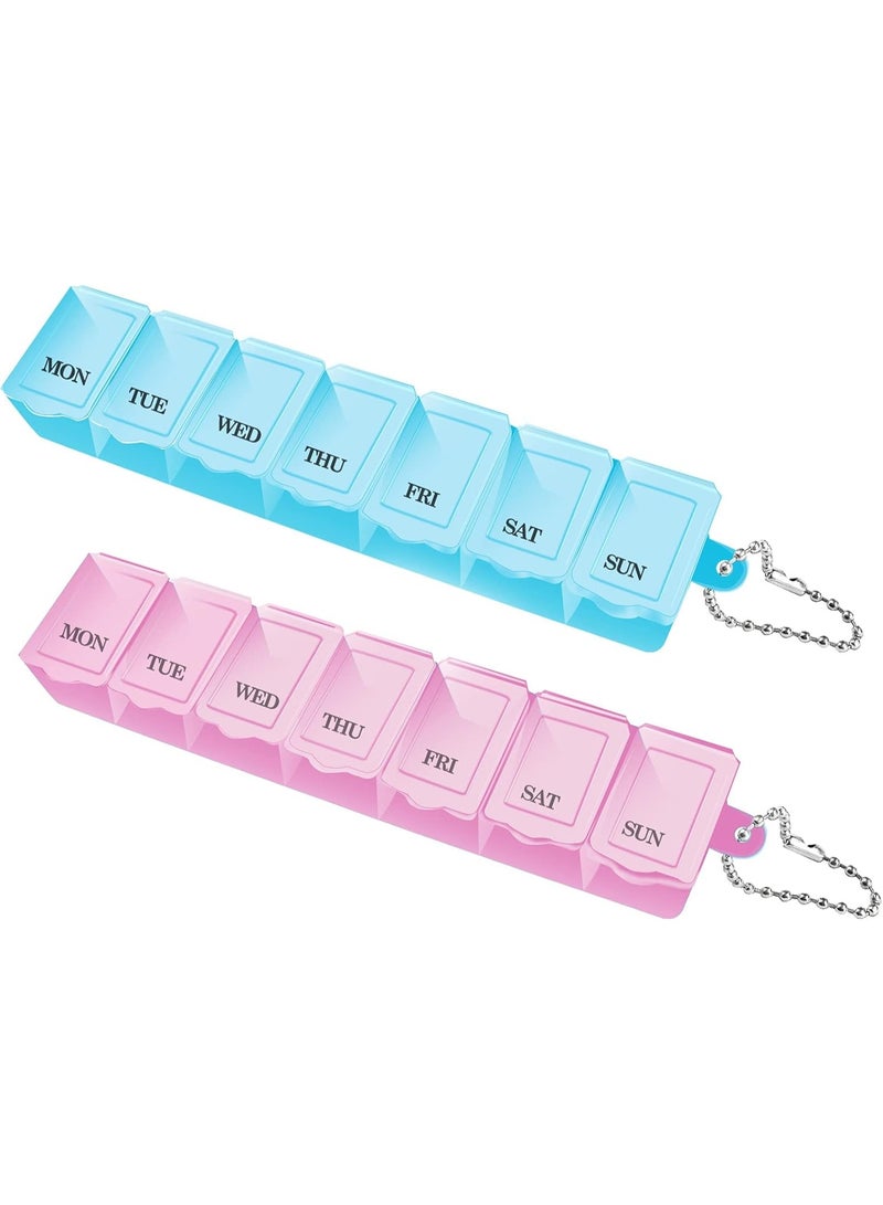 2 PCS Weekly Pill Organizer 7 Day – Portable Travel Pill Box Medicine Storage Case – Compact Tablet Dispenser for Medication, Vitamins & Supplements - Image 1